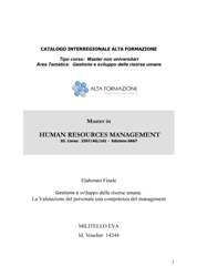 Visualizza la Tesi del Master "Human resources management"